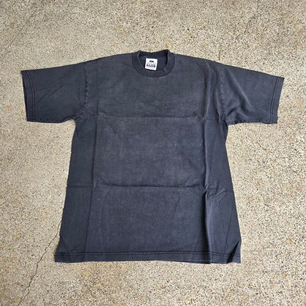 Vtg Y2k PRO CLUB Blank Plain Earthtone Minimal T Shirt Black Med Fit